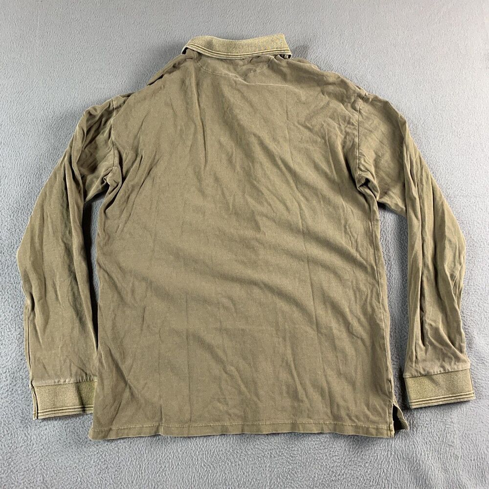 RicherPoorer Polo Shirt Mens XL Green Long Sleeve 100% Cotton Casual Jersey